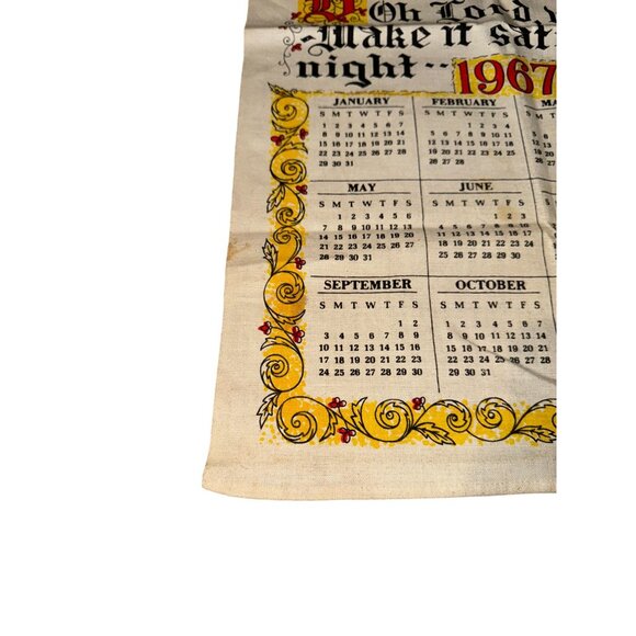 Vintage 1967 Cloth Wall Hanging Calendar Bless this House Oh Lord - Picture 4 of 7